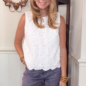Time and Tru White Eyelet Tank Top